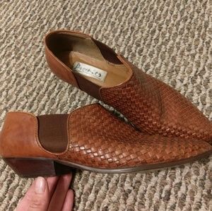 Vintage woven ankle booties